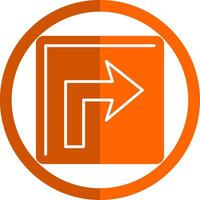 Turn Right Glyph Orange Circle Icon vector