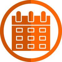 Calendar Glyph Orange Circle Icon vector