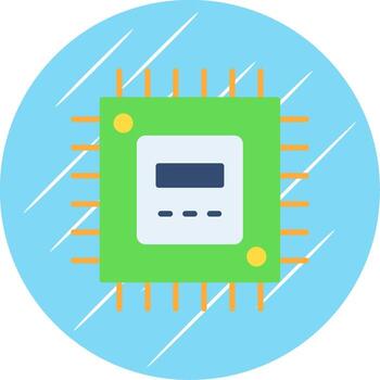 Processor Flat Blue Circle Icon vector