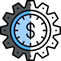 hora es dinero lleno medio cortar icono vector