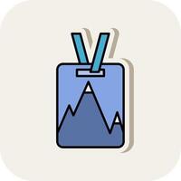 Ski Pass Line Filled White Shadow Icon vector