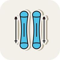 Skiing Line Filled White Shadow Icon vector