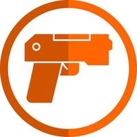 pistola glifo naranja circulo icono vector