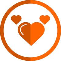 corazón glifo naranja circulo icono vector