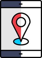 Mobile Gps Filled Half Cut Icon vector