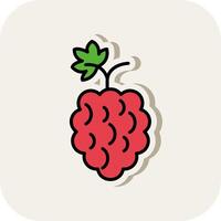 Raspberries Line Filled White Shadow Icon vector
