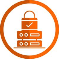 Data Protection Glyph Orange Circle Icon vector