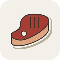 Meat Line Filled White Shadow Icon vector