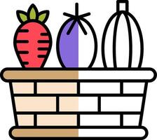 Vegetable Basket Filled Half Cut Icon vector