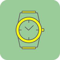 elegante reloj lleno amarillo icono vector
