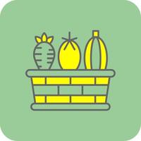 Vegetable Basket Filled Yellow Icon vector