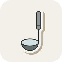 Ladle Line Filled White Shadow Icon vector