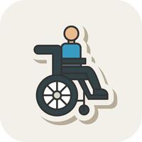 Disabled Person Line Filled White Shadow Icon vector