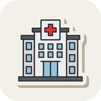 Hospital Line Filled White Shadow Icon vector