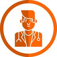 Male Doctor Glyph Orange Circle Icon vector