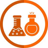 Flask Glyph Orange Circle Icon vector