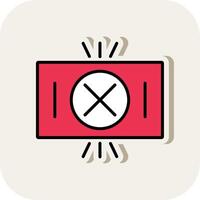 Red Card Line Filled White Shadow Icon vector