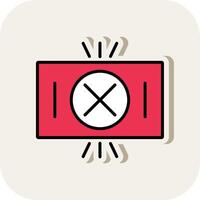 Red Card Line Filled White Shadow Icon vector