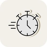 Stopwatch Line Filled White Shadow Icon vector