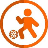 fútbol americano jugador glifo naranja circulo icono vector