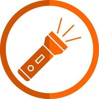 Flashlight Glyph Orange Circle Icon vector