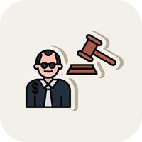 Judge Giving Order Line Filled White Shadow Icon vector