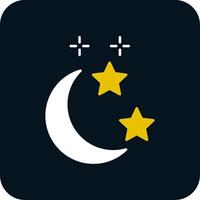 Moon and Star Glyph Two Color Icon vector