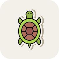 Turtle Line Filled White Shadow Icon vector