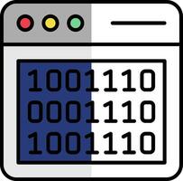 binario código lleno medio cortar icono vector