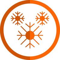 Snowflake Glyph Orange Circle Icon vector