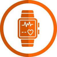 Smart Watch Glyph Orange Circle Icon vector