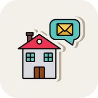Home Message Line Filled White Shadow Icon vector