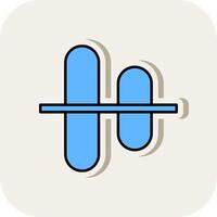 Vertical Align Centre Line Filled White Shadow Icon vector