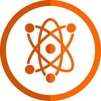 Atom Glyph Orange Circle Icon vector