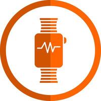 Fitness Watch Glyph Orange Circle Icon vector