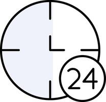 24 Hours Filled Half Cut Icon vector
