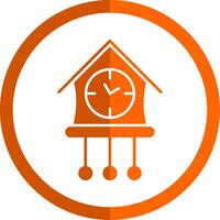 cuco reloj glifo naranja circulo icono vector