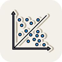 Scatter Graph Line Filled White Shadow Icon vector