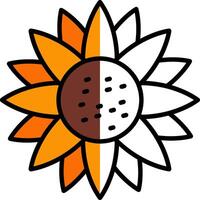 Sunflower Filled Half Cut Icon vector