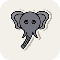 Elephant Line Filled White Shadow Icon vector