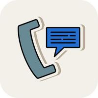 Phone Message Line Filled White Shadow Icon vector