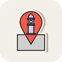 Location Line Filled White Shadow Icon vector