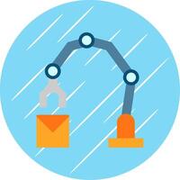 Industrial Robot Flat Blue Circle Icon vector