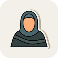 Moslem Woman Line Filled White Shadow Icon vector