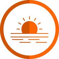 Ramadan Sunrise Glyph Orange Circle Icon vector