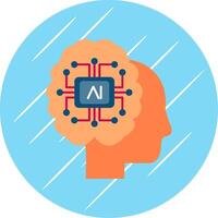 Artificial Intelligence Flat Blue Circle Icon vector