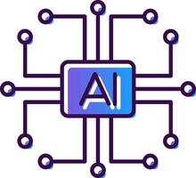 artificial inteligencia degradado lleno icono vector