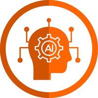 Artificial Intelligence Glyph Orange Circle Icon vector