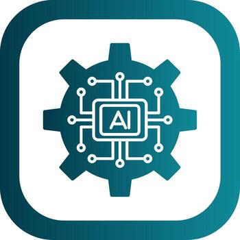 artificial inteligencia glifo degradado redondo esquina icono vector