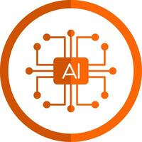 Artificial Intelligence Glyph Orange Circle Icon vector